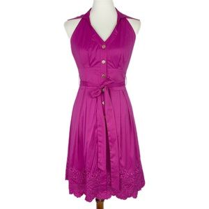 ANTONIO MELANI Hot Pink Button Down Sleeveless Casual Dress